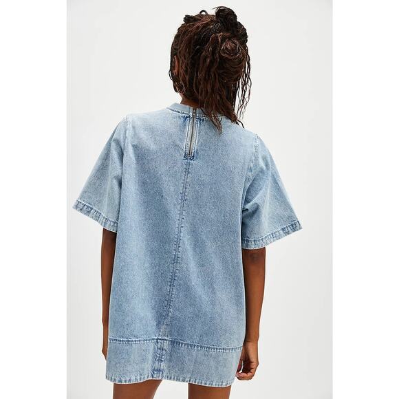 NWT Free People Harlow Mini Dress in Ocean Blue Size M - Picture 4 of 10